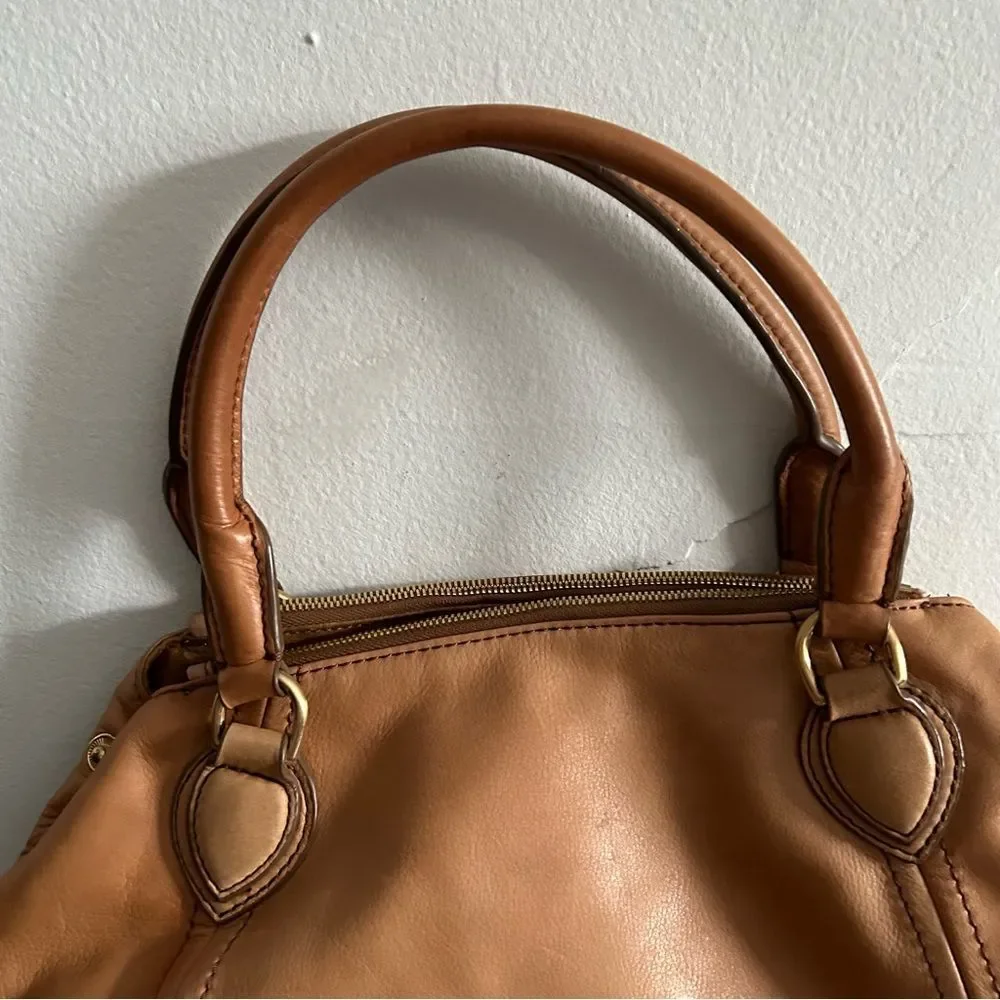 J. Crew Peyton Brown Leather Satchel Crossbody Shoulder Bag Warm Sienna